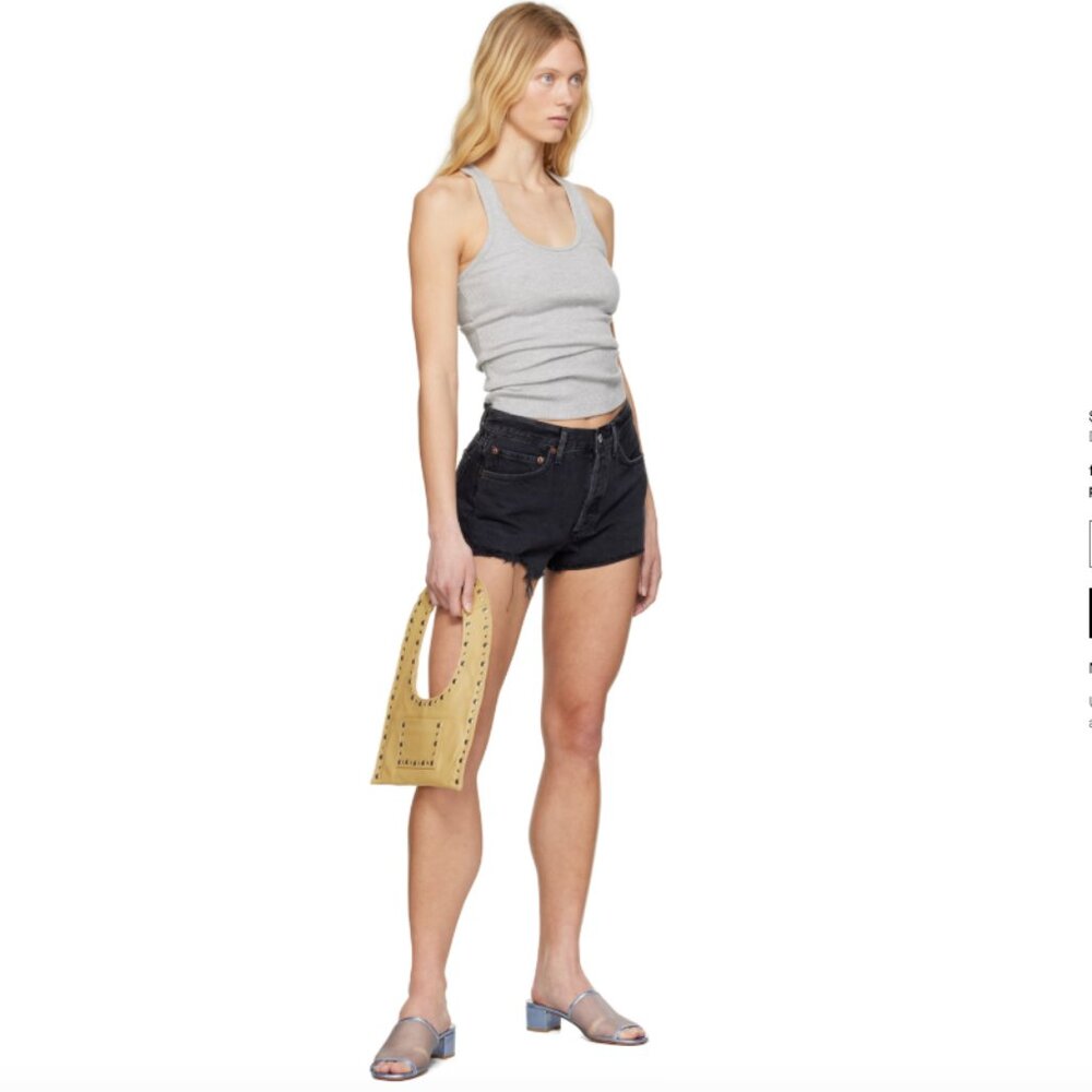 NWT AGOLDE high rise Black Parker Vintage Cut Off cotton Denim Shorts size 34